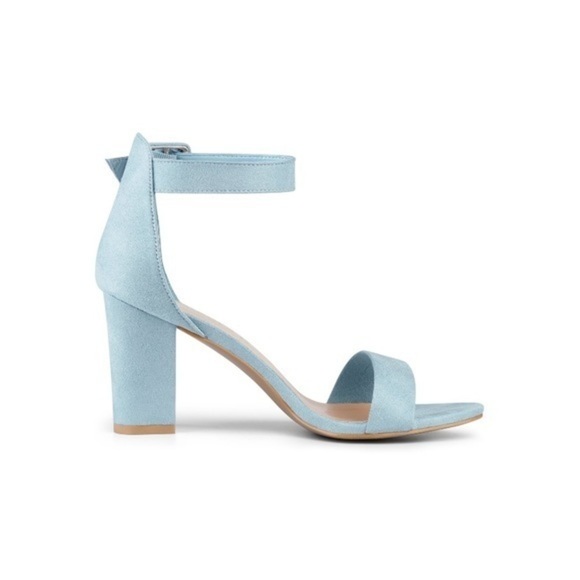 Sky Blue Chunky Heel Ankle Strap Open Toe Heels Size 6 - Picture 3 of 5